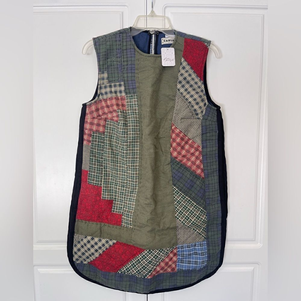 NEW FREE PEOPLE X CARLEEN Sz L QUILT PATCHWORK MINI DRESS